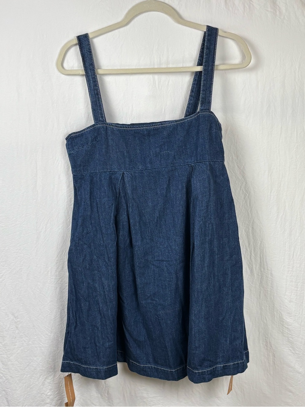 NWT Reformation womens 6 Denim Square-Neck mini dress Sundress in Dark denim